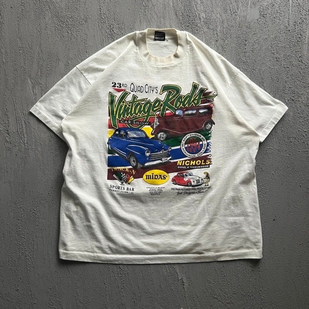 Vintage Quad City Car Show Shirt XXL White 1990s Jeff Gordon